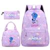 3Pcs/set Anime Cartoon Printed Backpack Handbag Pencil Case for Teenger Student Girl Boy Large Capacity Waterproof Bookbag