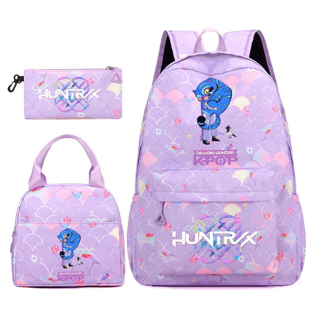 3Pcs/set Anime Cartoon Printed Backpack Handbag Pencil Case for Teenger Student Girl Boy Large Capacity Waterproof Bookbag