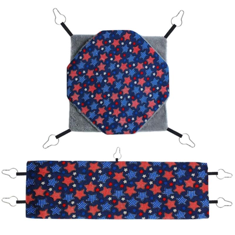 2PCS Small Pet Hammock Ferret Tunnel Small Pet Comfortable 2 Layer Hanging Bed 1