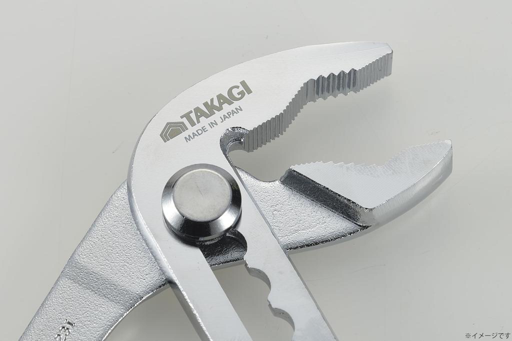 Takagi Water Pump Pliers with Made in Holds Pipes up to 51mm Outer Secure and Flathead Screwdriver Screwdriver, 250mm, Japan, Diameter, 3-Point Hold,
