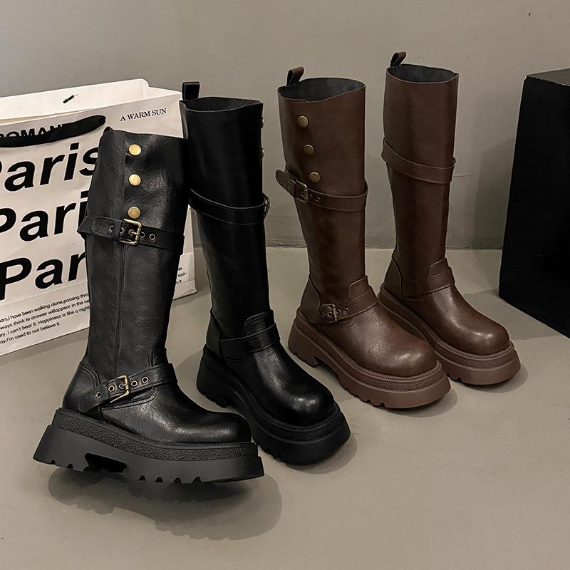 Western cowboy wasteland wind long high boots children 2025 autumn and winter new thick-soled piling boots two wear knight boots