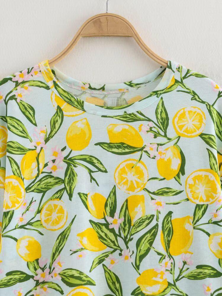 Spring 2025 Women's European & American Style Crew Neck Short Sleeve Print T-Shirt