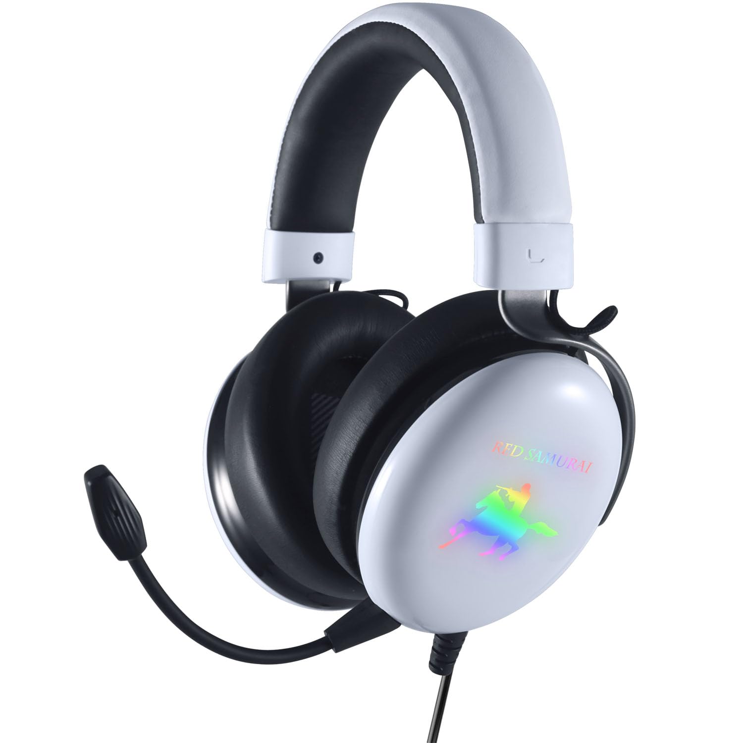 

Игровая гарнитура HKW USB Амбушюры из пены с эффектом памяти 50-мм динамики Съемный микрофон ПК PS4 PS5 Xbox Nintendo Switch Наушники Светодиодная подсветка Разъем для мобильного аудио Звук Белый белый