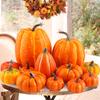 12pcs Artificial Pumpkins Set Party Decoration Simulation Props Assorted Large for Harvest Autumn Halloween Thanksgiving Fall