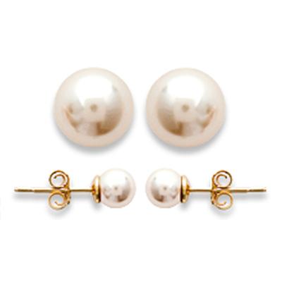 [E2148] - Gold Plated 'Pearl' Ivory Gold Earrings - 5 Mm