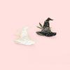 Black Charming And White Witch Hat Enamel Badge With Starry Pattern Ideal For Unisex Fashion Style