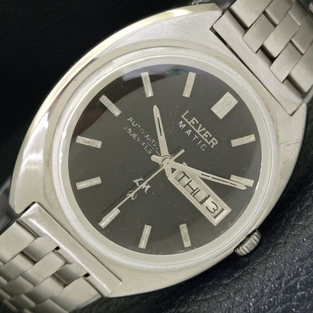 

ОРИГИНАЛЬНЫЕ ВИНТАЖНЫЕ АВТОМАТИЧЕСКИЕ ШВЕЙЦАРСКИЕ МУЖСКИЕ ЧАСЫ LEVER MATIC С ОРИГИНАЛЬНЫМ ЦИФЕРБЛАТОМ a702546-1 R126-a702546