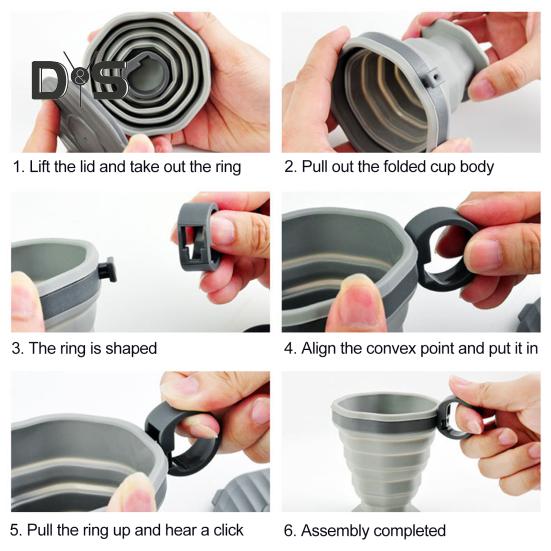 Hopfällbar Resemugg Silikon Bärbar Kaffekopp för Varma Och Kalla Drycker Återanvändbar To-Go Ficka Storlek Kaffetumbler