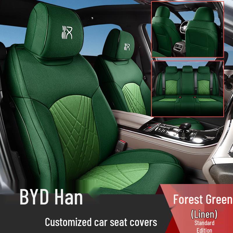 

Универсальный льняной чехол для сиденья автомобиля BYD Han - Всесезонная подушка на пять мест Provide seat picture on order