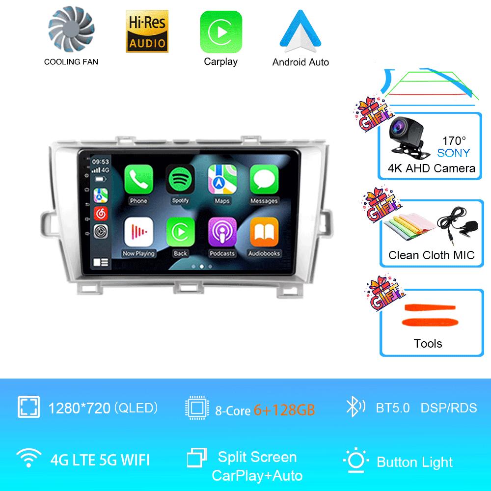 QLED DSP Car Radio Android 14 For Toyota Prius XW30 2009 - 2015 Multimedia Video Player GPS Navigation Stereo Carplay 4G WIFI BT
