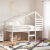 VidaXL High Bed with White Roof 90x200 Cm Solid Pine Wood, Bed, Bed Frame, Mezzanine Bed, Bedroom Furniture, 3281978