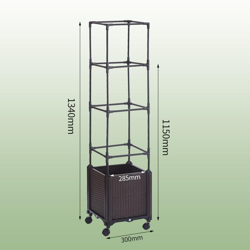 Balcony and Rooftop Vegetable Planting Box with Tomato Cage: Durable Plastic Flower Pot Container for Home Gardening.