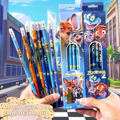 Disney Set di Matite Cartone Animato Zootropolis 12 Matite per Scatola Matite 2B Non Tossiche, Materiale Scolastico Ideale e Regali per Studenti