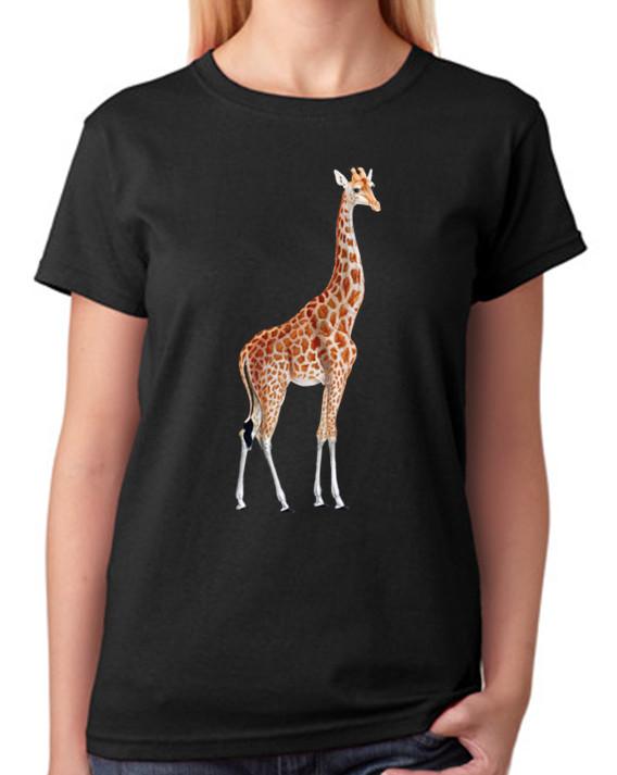 Giraffe T-Shirt Ladies Fitted Tee Womens Fashion Top XL