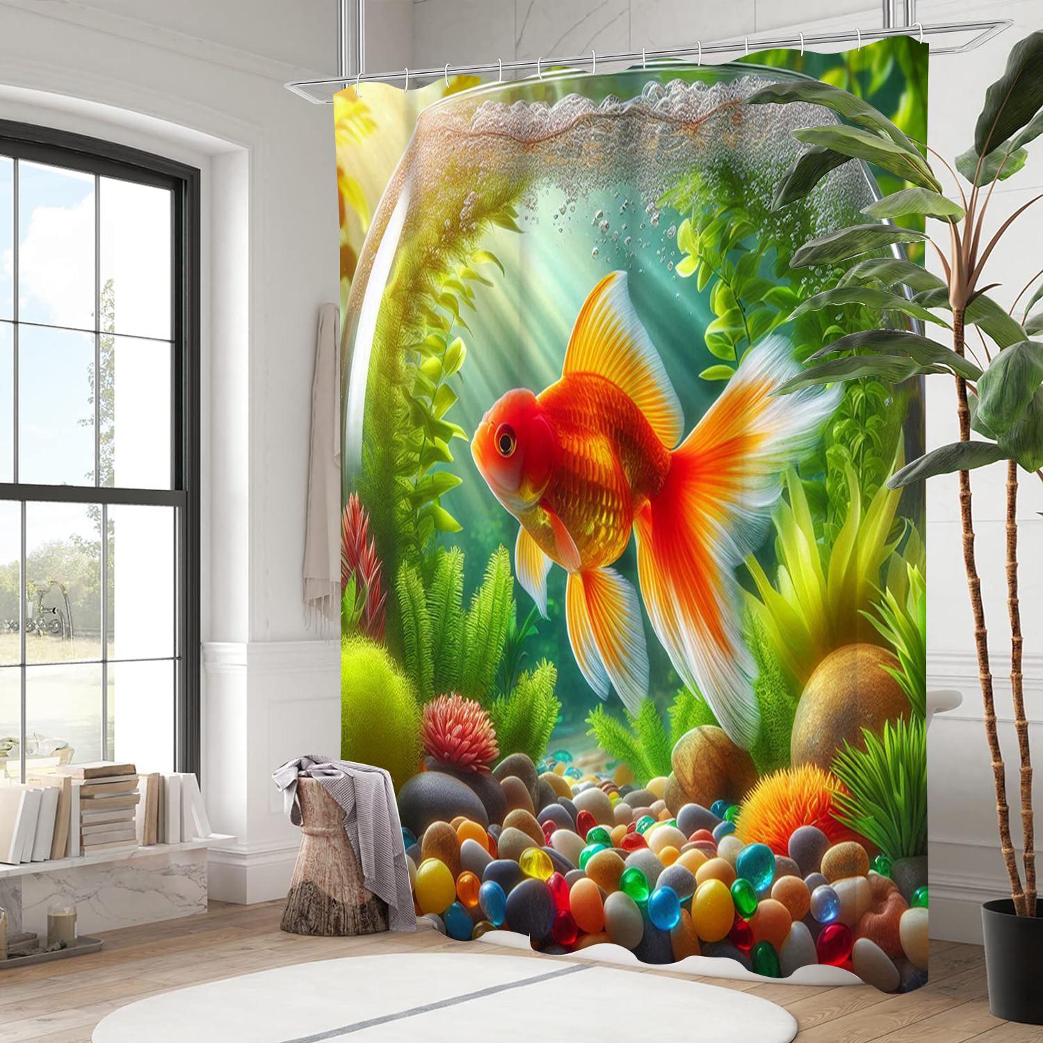

Занавеска для ванной с рисунком рыб, водонепроницаемая, с 12 крючками, домашний декор, бесплатная доставка 180x180cm curtain