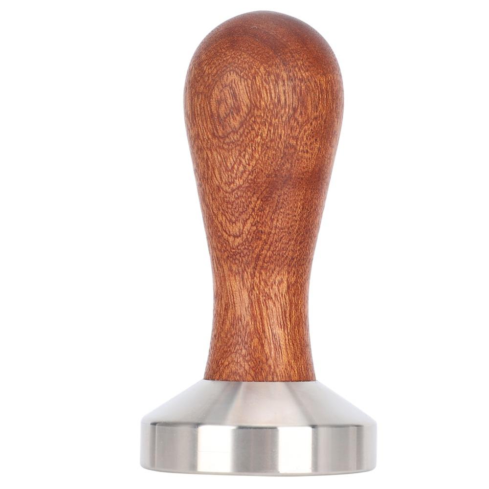 Wooden Handle Stainless Steel Coffee Tamper Flat Bottom Coffee Powder Pressing Tool  Coffee Making