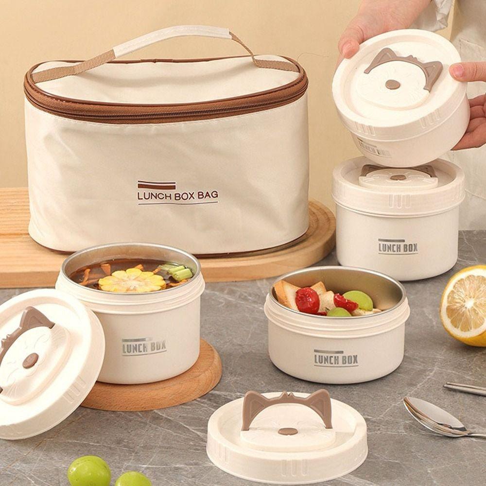 Round Heat Preservation Lunch Box Large Capacity Fresh-keeping Box Practical Food Container  Office