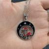 Charm Female Moon Mushroom Pendant Necklace Vintage Silver Color Wedding  For Women