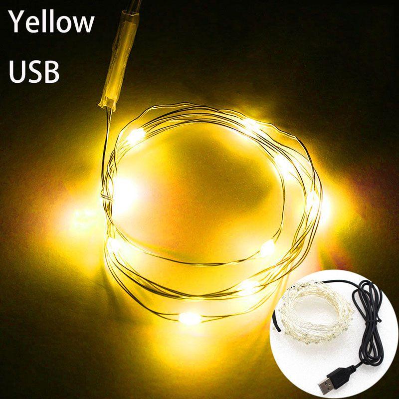 

Светодиодная USB 510м Медная проволока Гирлянда Фея Лампа Лента Рождество Водонепроницаемая Вечеринка Yellow,10M
