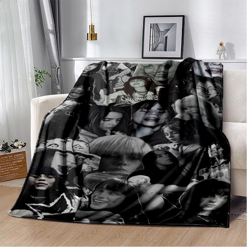 3D Hit Me Hard and Soft Billie Eilish Zpěvačka Měkká flanelová deka na postel, ložnici, pohovku, piknik, přehoz na přikrytí, dárek pro děti