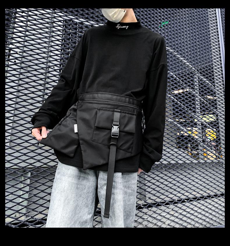 2025 Spring/Summer Dark Style Functional Crossbody Backpack with Large Capacity and Apron-Style Design