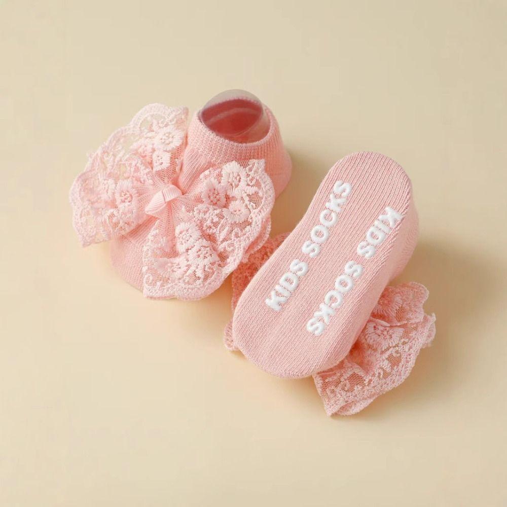 2Set Lace Bow Princess Infant Headwear Soft Baby Floor Sock Baby Headband Socks Set 0-12 Months