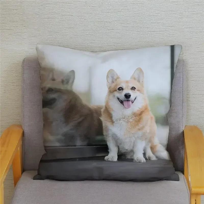 Cute Welsh Corgi Pembroke Dog Cushion Cover Pillow Case Home Decor Animal   Sofa Car