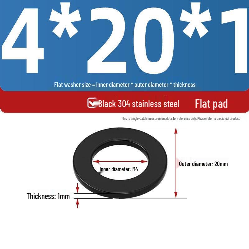 Ultra-Thin Black Zinc-Plated Stainless Steel Flat Washer (M2-M20)