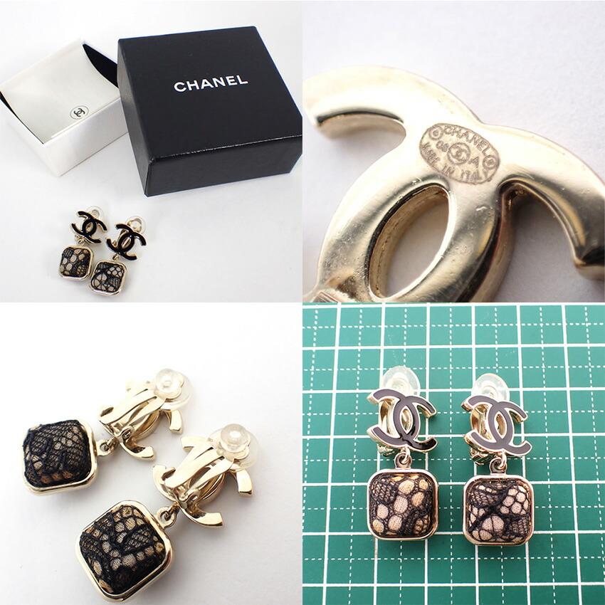 [Pre-owned] CHANEL Coco Mark Lace Earrings/j36-2