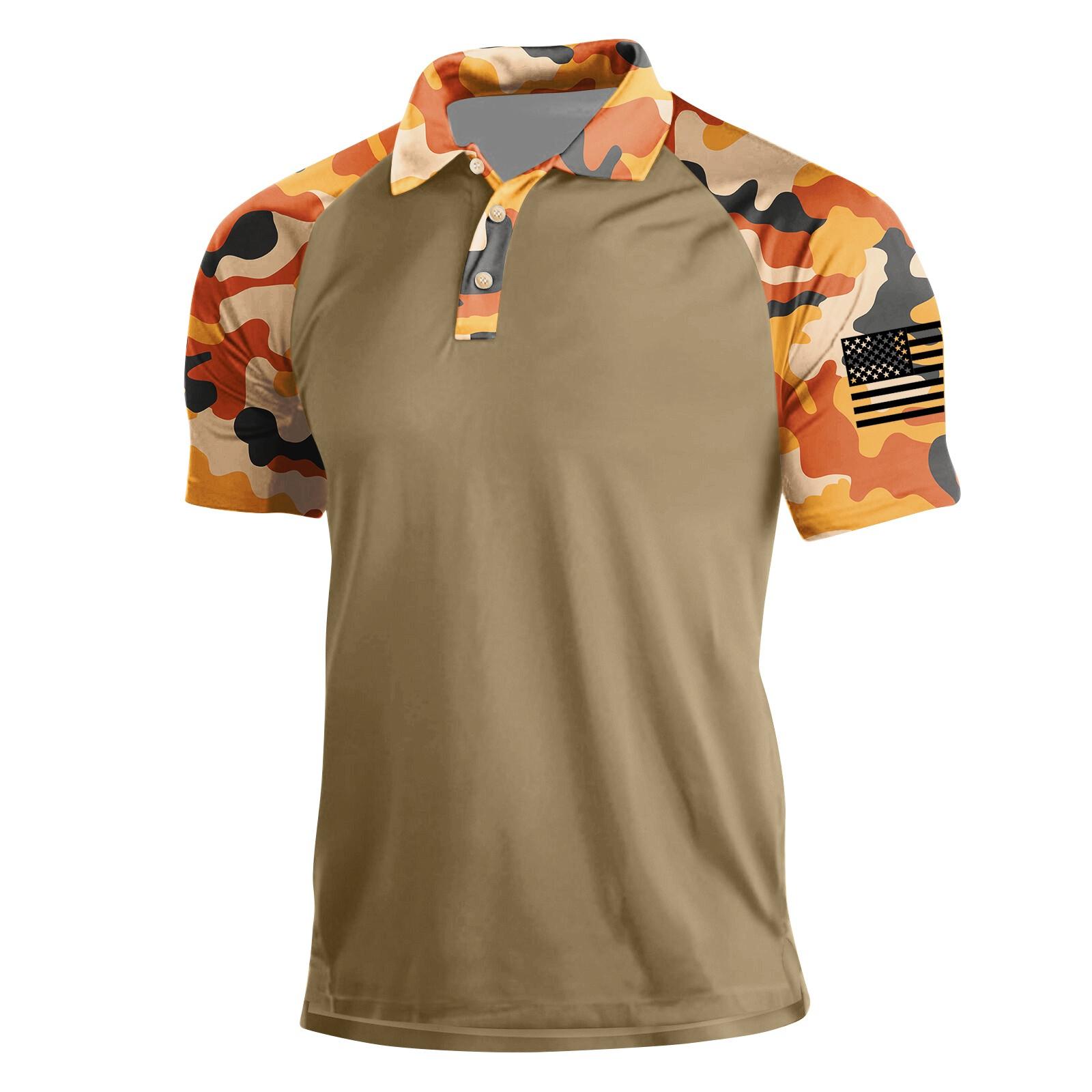 

Чоловіча літня сорочка з лацканами з коротким рукавом. Чоловіча повсякденна модна сорочка XXL кавовий