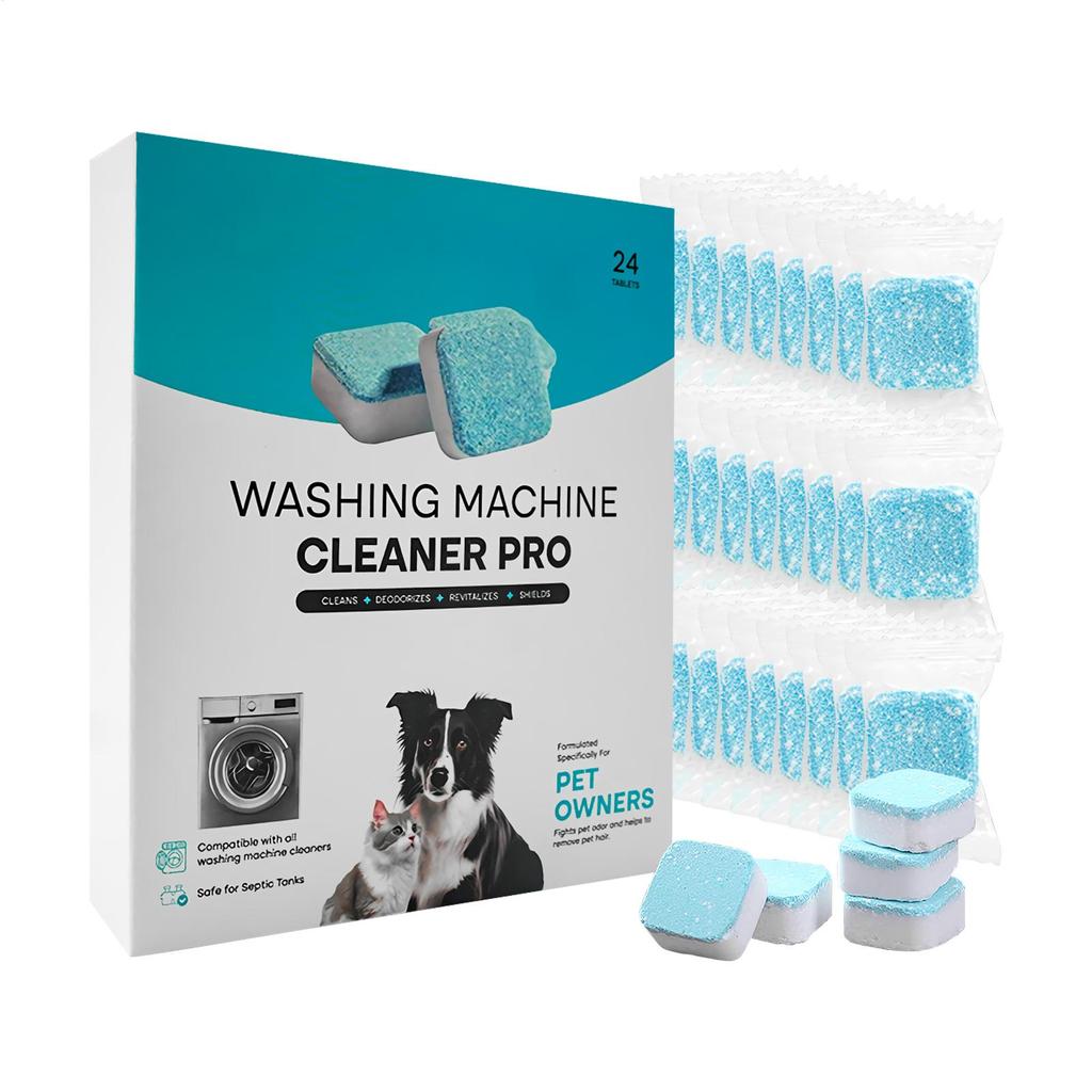24pcs Washing Machine Cleaning Tablets, Washer Cleaning Tablets, Laundry Machine Cleaner Tablets, Stain Removal and Descaling