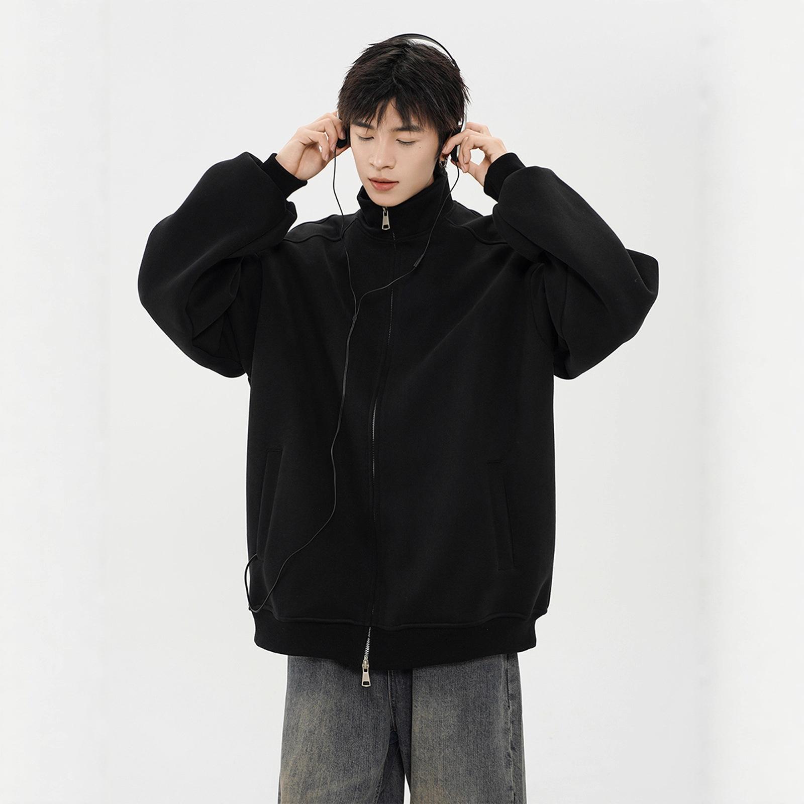 

Кардиган-свитшот мужской однотонный с воротником-стойкой, новая спортивная куртка свободного кроя для осени и зимы XXXL