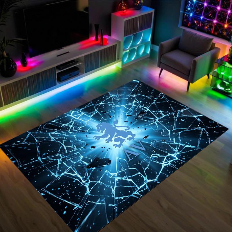 Aston Villa Football Design Crystal Velvet Carpet Cozy Non?Slip Printed Rug For Bedroom Living Room Entrance