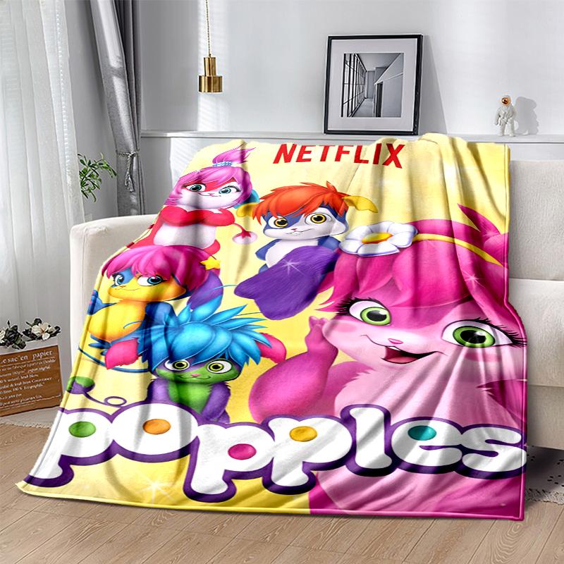 Popples Flannel Blanket Soft Warm All-Season Throw, Design for Camping, Car Travel, Hiking Sofa, Bed, Office Perfect Gift for Parties