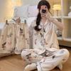 Fashion Butterfly Mori Summer Cloud Cotton Printed Women'S Pajamas Short Sleeve Three-Piece Loungewear