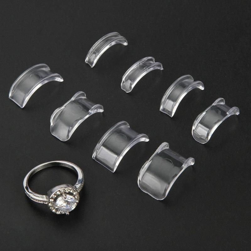 8pcs Clear Ring Size Adjusters For Loose Rings Invisible Spirals Design Silicone Resizer Guard Ring Adjuster Inserts