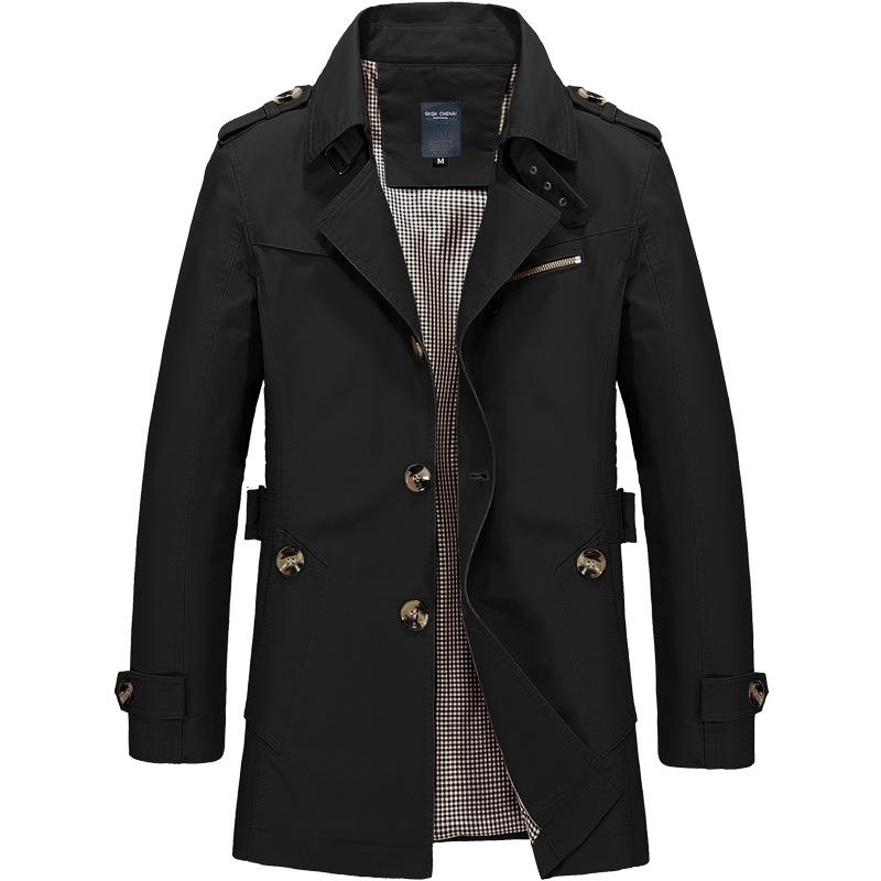 Herbstwäsche Herren Freizeitmantel Mittellange Windjacke Herren Business Herrenjacke