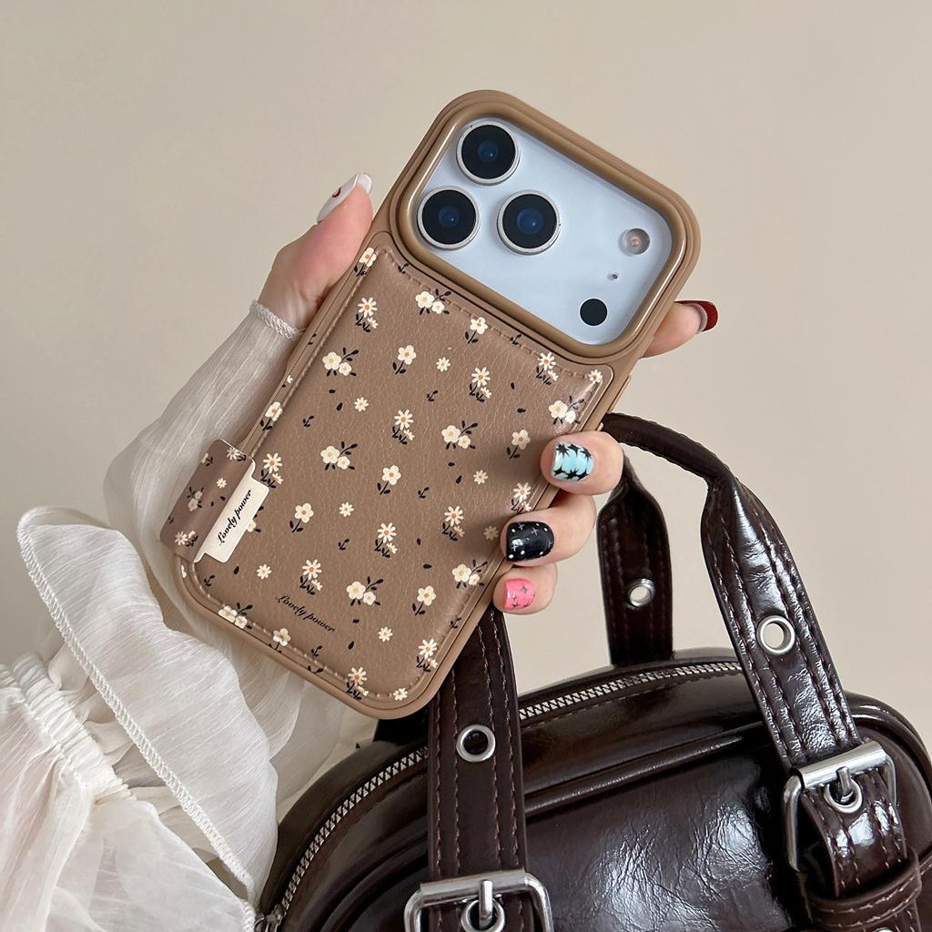 Gentle Romantic Flowers Series Solid Color Leather Shockproof Protective Phone Cover Case for iPhone 17 16 15 14 Pro Max