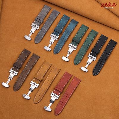 Cowhide Leather Watch Strap Butterfly Clasp Quick Release Bracelet 14/16mm 18mm 20mm 22mm 24mm for Samsung Galaxy Watch 7/6/5/4