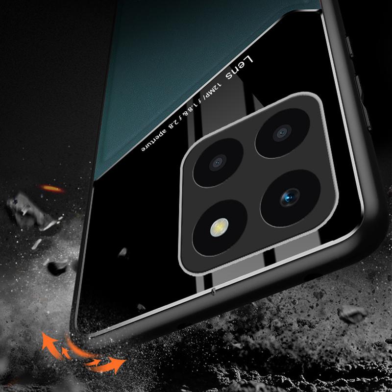 For Honor X6a 4G Case Leather+TPU+PC Phone Back Cover with Car Mount Metal Sheet