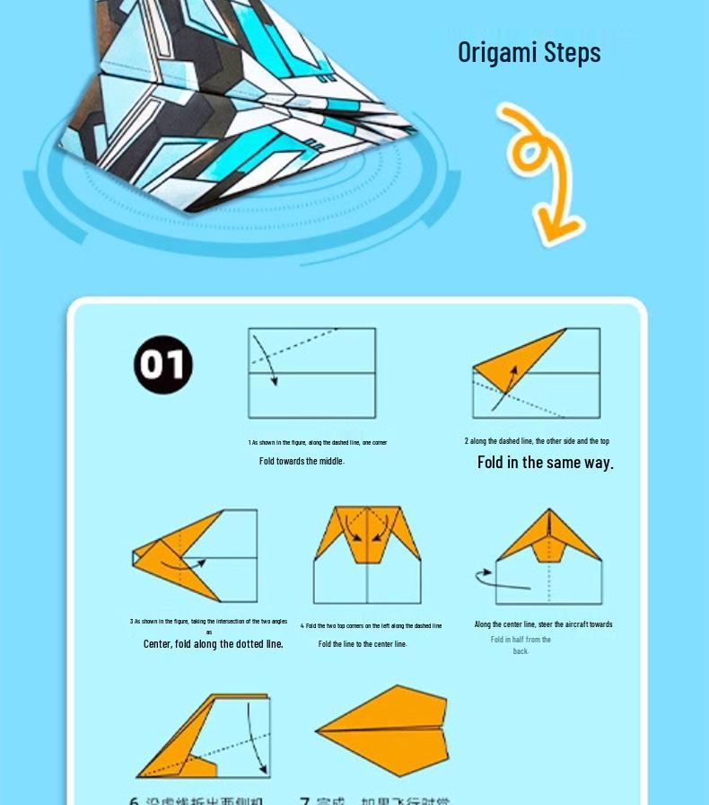3D Stereo Origami Paper Airplane Kit for Kids - Educational DIY Craft Toy