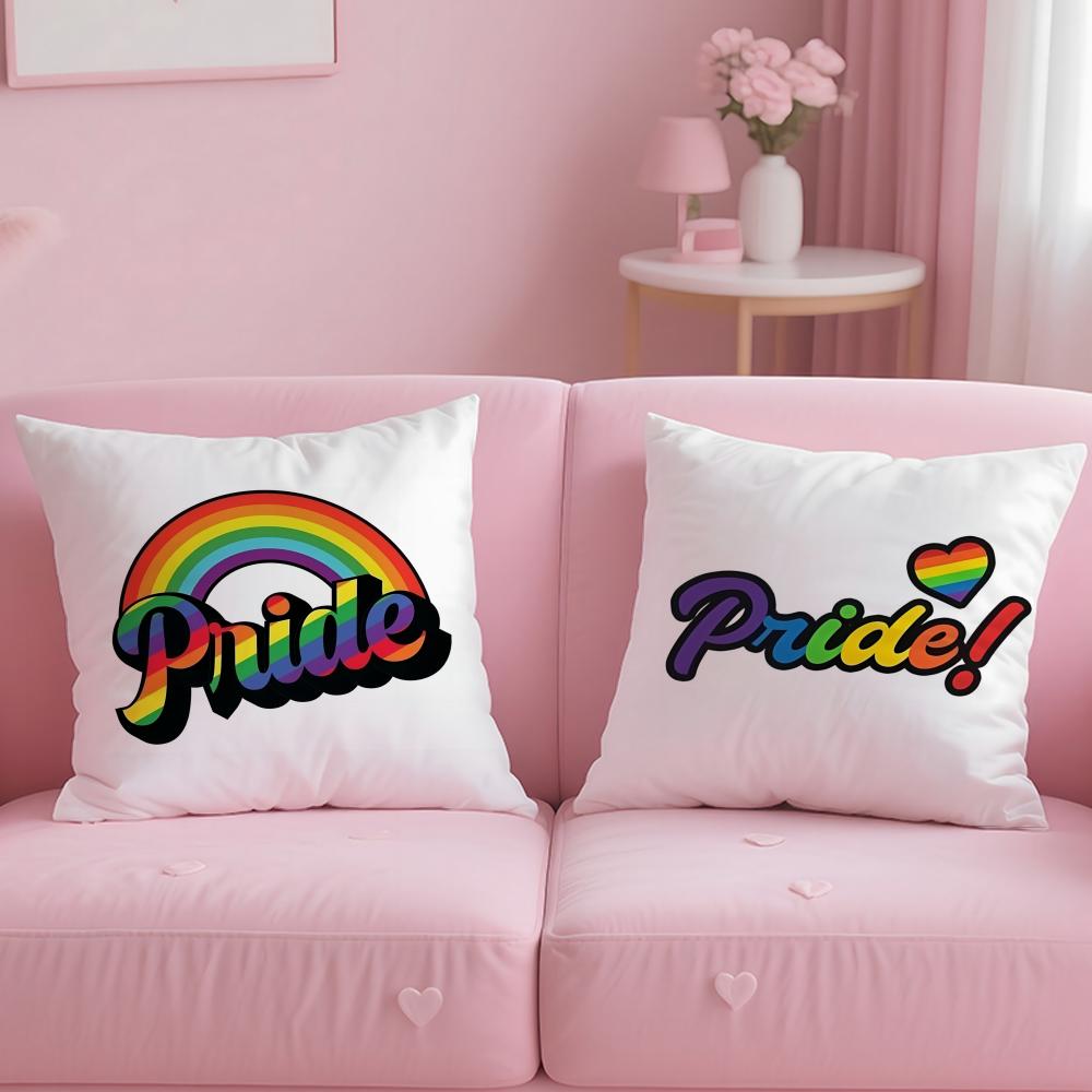 Pride Month Heart Cushion Cover Plush Fabric Soft Double-Sided Printed Sofa Warm Winter Home Gift Pillow Case
