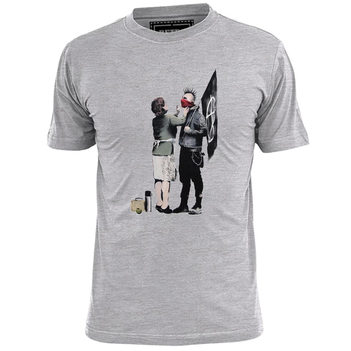 Mens Banksy Punk Mum Graffiti T shirt Street Art S