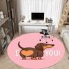 1PC Dachshund Love Office Round Area Rug, Indoor Mat Suitable ForOffice, Under Office Chairs Bedroom Living Room Home Decor, Room Deco F179