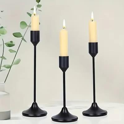 3Pcs/Set Minimalist Retro Style Tabletop Candle Holders Exquisite Home and Hotel Decoration Candlelight Dinner Props Metal