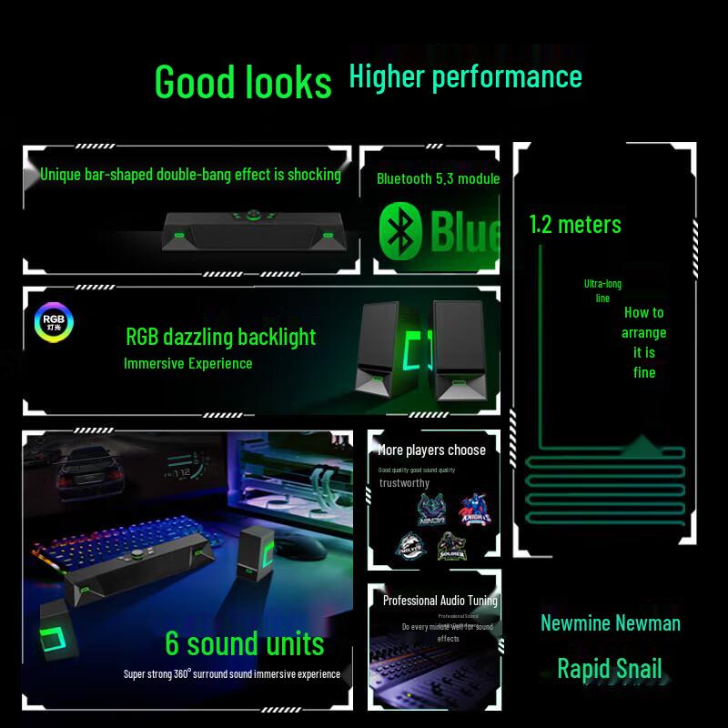 Numan V6 Desktop Gaming PC Speaker with Bluetooth and Mic