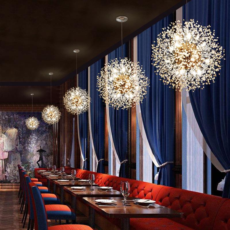 Dandelion Crystal Firework Chandelier: Modern Minimalist Light for Restaurants, Bedrooms, Bars, and Retail Displays
