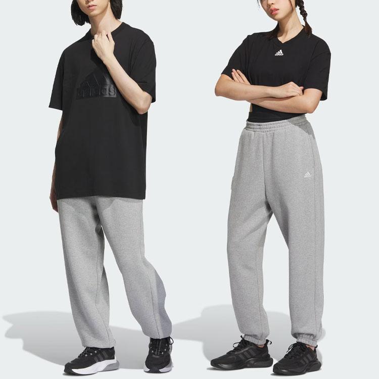 Adidas Logo Pants Solid Color Logo Fleece Thick Cuffed Loose Knit Sports Pants Unisex Pants Medium-Gray IV7608