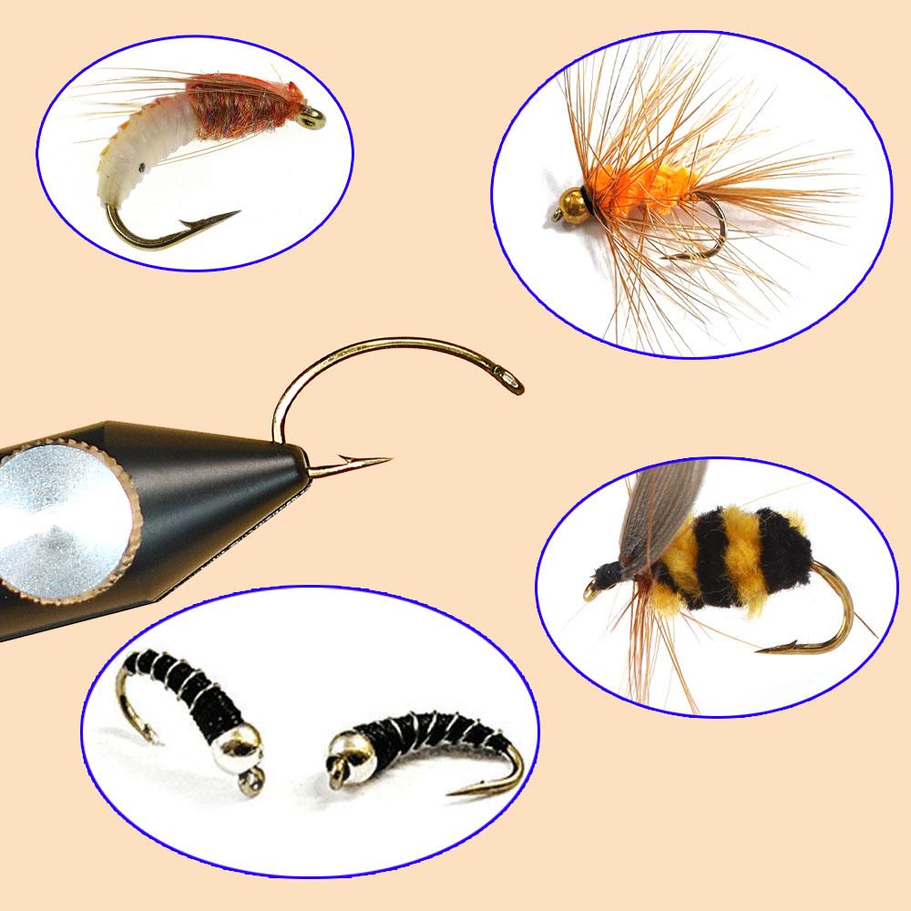 MNFT 100PCS High-Carbon Steel Dry Fly Hooks Fishing Hook Nymph Scud Midge Caddis Shrimp Fly Tying Hooks