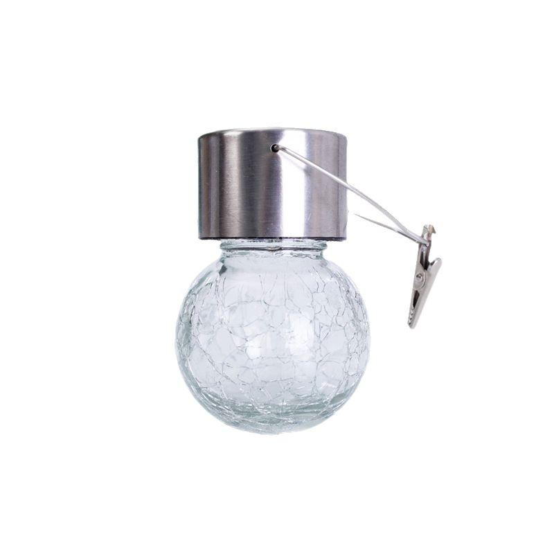 Solar LED Crackle Glass Ball Pendant Garden Light